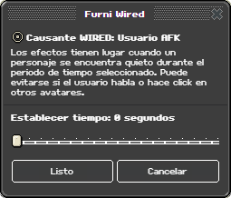 Ventana de configuración de Usuario AFK