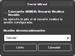 Ventana de configuración de Usuario Realiza Acción