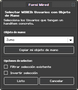 Ventana de configuración de Usuarios con Objeto de Mano