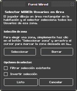 Ventana de configuración de Usuarios en Área