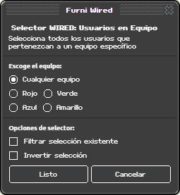 Ventana de configuración de Usuarios en Equipo