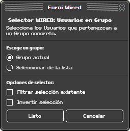 Ventana de configuración de Usuarios en Grupo