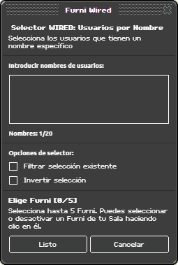 Ventana de configuración de Usuarios por Nombre