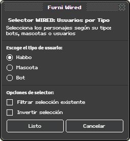 Ventana de configuración de Usuarios por Tipo