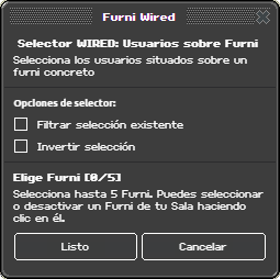 Ventana de configuración de Usuarios sobre Furni