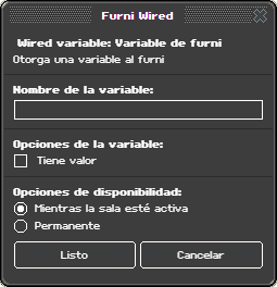 Ventana de configuración de Variable de furni