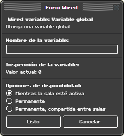 Ventana de configuración de Variable global