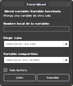 Ventana de configuración de Variable heredada